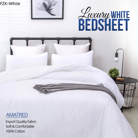 Amatred White Bedsheet - 100% Cotton