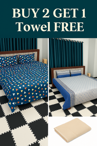 2 BEDSHEET WITH 1 TOWEL FREE COMBO