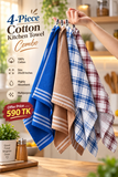 4-Piece Cotton Kitchen Towel Combo - (20x20 Inches)
