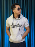 প্রিমিয়াম পুলোভার গ্রে হাফ-স্লীভ HOODIE