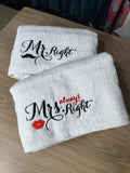 Premium Couple's 2-Piece Towel Combo –(Mr. Right & Mrs. Always Right)