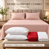 Bedsheet, Head Pillow and Towel Combo