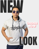 প্রিমিয়াম পুলোভার গ্রে হাফ-স্লীভ HOODIE