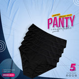 5Pcs Ladies Black Panty Set - 100% Cotton (Assorted)