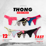 12 Pcs Ladies Premium Thong Set - (Assorted)